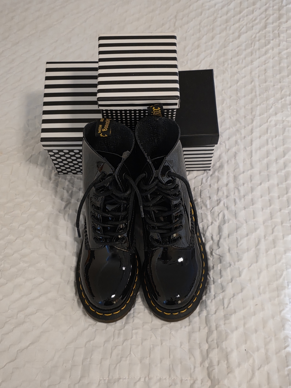 Dr. Marten's Clemency Black Patent Leather Combat Boots Sz. 5US